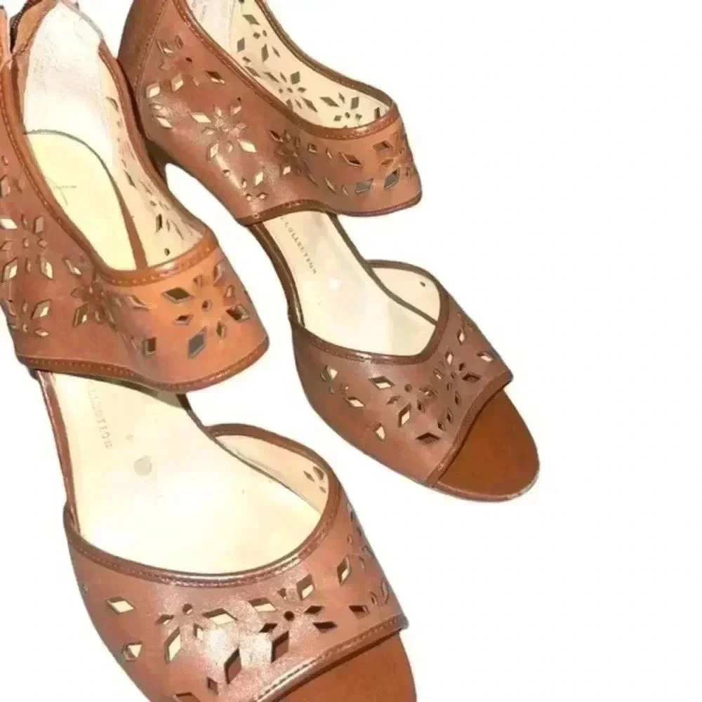 FRANCO SARTO LEATHER ANKLE STRAP SANDALS - Picture 3 of 9